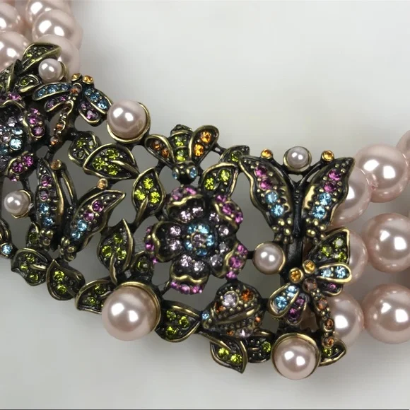 SOLD. Heidi Daus RARE Secret Garden Swarovski Crystals Simulated Pearls Necklace - Picture 2 of 12